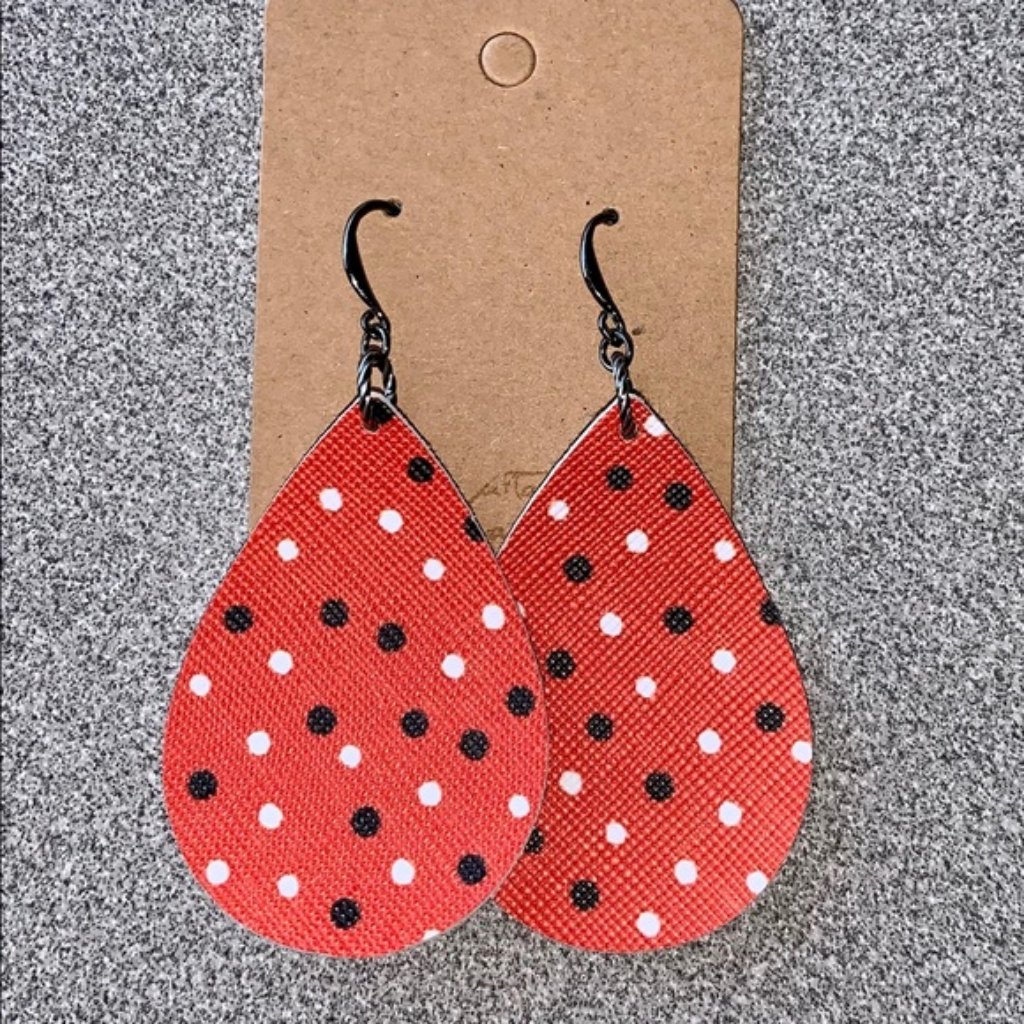 Pumpkin Spice: Orange Dot Faux Leather Earring